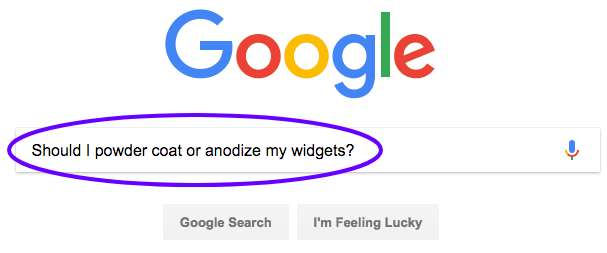 Google Search Query: Should I powder coat or anodize my widgets?